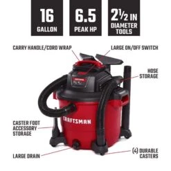 Craftsman 16 Gal Corded Wet/Dry Vacuum 12 Amps 120 V 6.5 HP -Craftsman Shop cc7594ba 3be3 4b2f b942 d9c0f521671e