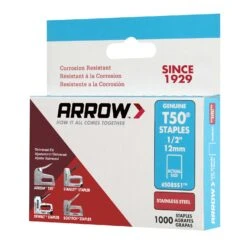 Arrow T50 3/8 In. W X 1/2 In. L 18 Ga. Flat Crown Heavy Duty Staples 1000 Pk 10 Arrow T50 3/8 In. W X 1/2 In. L 18 Ga. Flat Crown Heavy Duty Staples 1000 Pk -Craftsman Shop cf80f80d 63dc 4b96 9039 fd391a569cb4