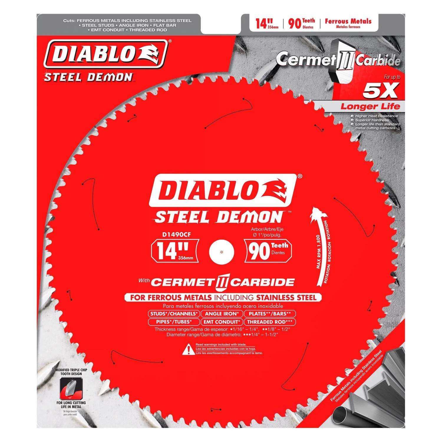 Diablo Steel Demon 14 In. D X 1 In. Cermet Cermet Metal Saw Blade 90 Teeth 1 Pk 2 Diablo Steel Demon 14 In. D X 1 In. Cermet Cermet Metal Saw Blade 90 Teeth 1 Pk - Image 2