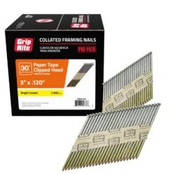Grip-Rite 3 In. 12 Ga. Angled Strip Bright Framing Nails 30 Deg 2000 Pk 4 Grip-Rite 3 In. 12 Ga. Angled Strip Bright Framing Nails 30 Deg 2000 Pk -Craftsman Shop d4d8b611 dc1d 4921 88e4 ec501756f227