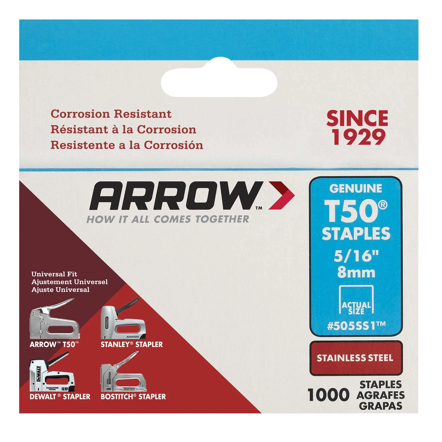 Arrow T50 3/8 In. W X 5/16 In. L 18 Ga. Flat Crown Heavy Duty Staples 1000 Pk 3 Arrow T50 3/8 In. W X 5/16 In. L 18 Ga. Flat Crown Heavy Duty Staples 1000 Pk - Image 3