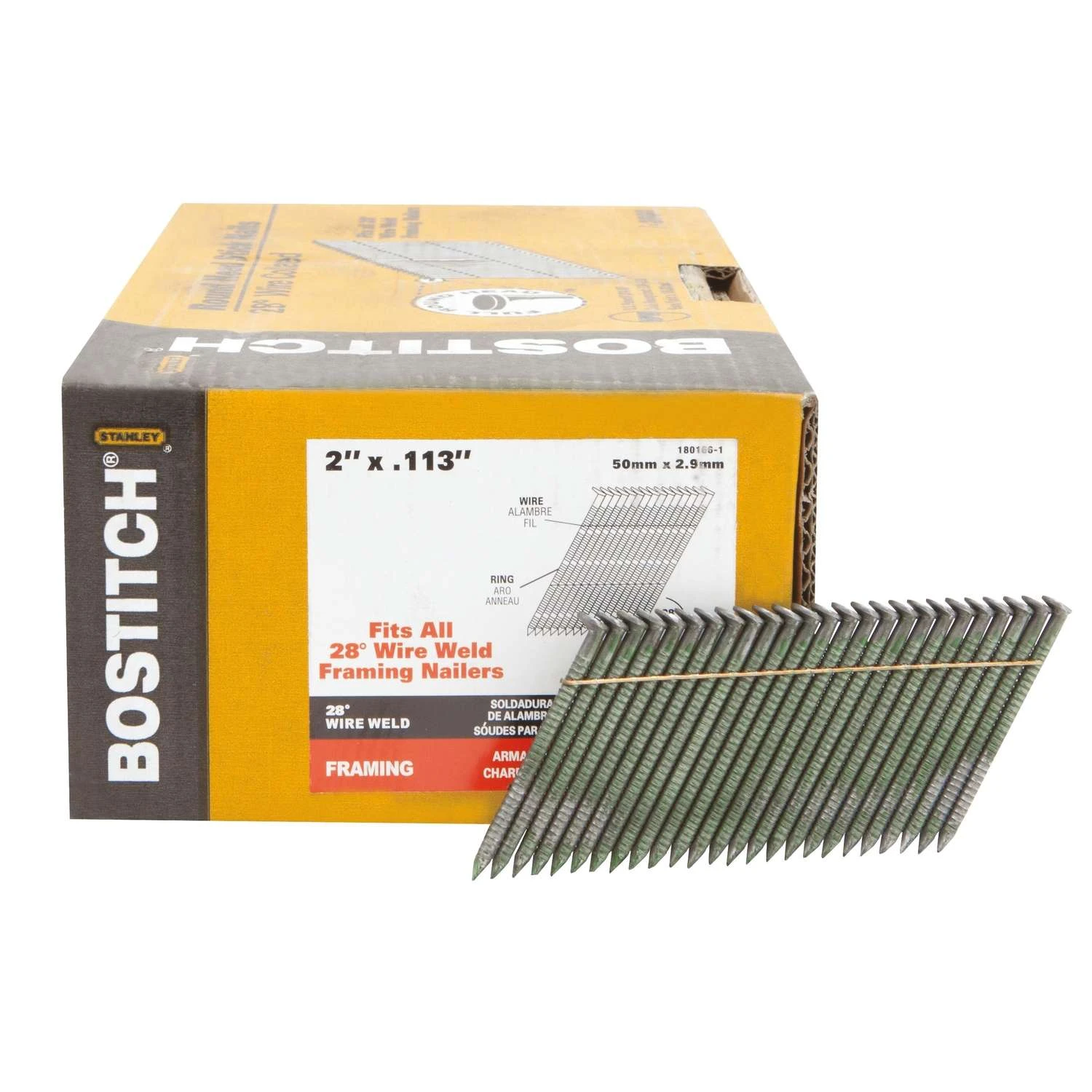 Bostitch 2 In. 11 Ga. Wire Strip Coated Framing Nails 28 Deg 2,000 Pk 1 Bostitch 2 In. 11 Ga. Wire Strip Coated Framing Nails 28 Deg 2,000 Pk