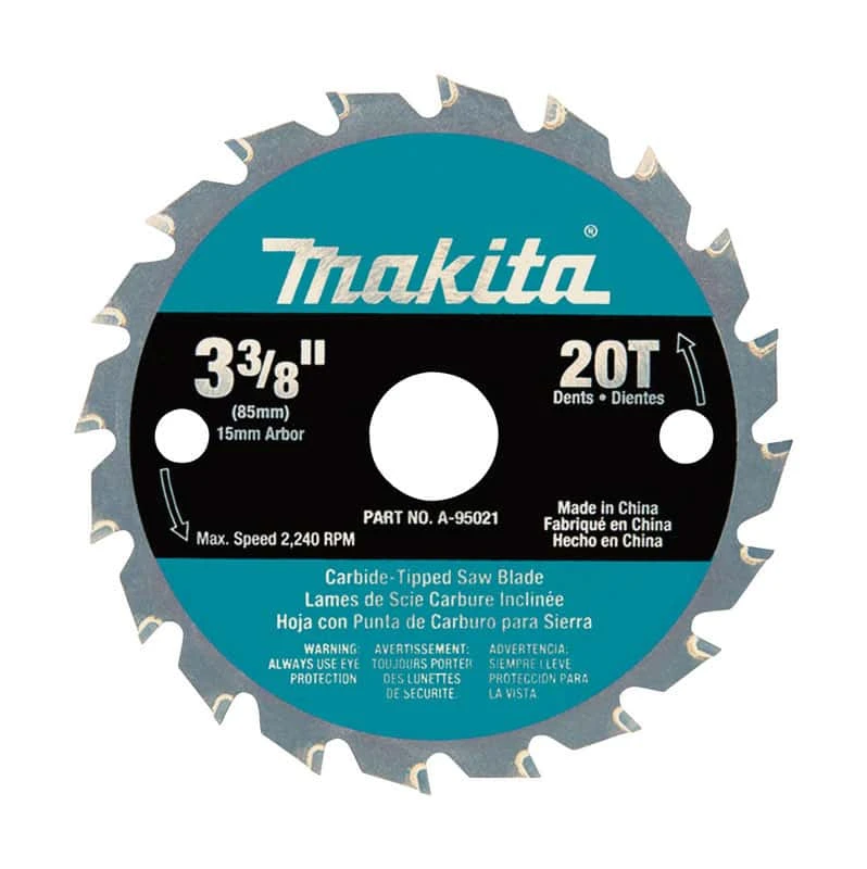 Makita 3-3/8 In. D X 15 Mm N/A Carbide Tipped Circular Saw Blade 20 Teeth 1 Pk 1 Makita 3-3/8 In. D X 15 Mm N/A Carbide Tipped Circular Saw Blade 20 Teeth 1 Pk