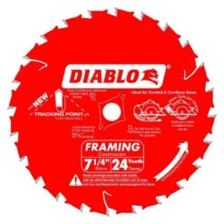 Diablo Tracking Point 7-1/4 In. D X 5/8 In. TiCo Hi-Density Carbide Framing Saw Blade 24 Teeth 3 Pk