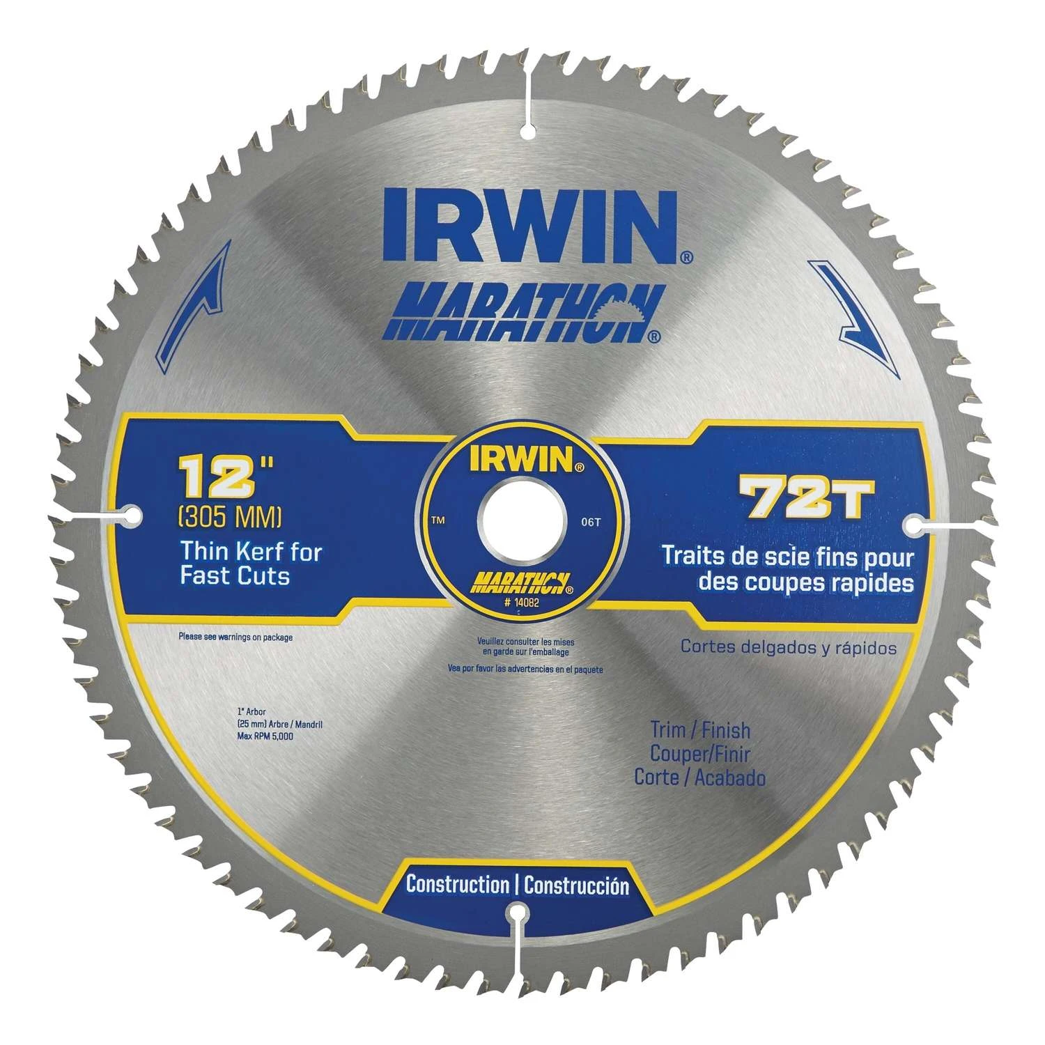 Irwin Marathon 12 In. D X 1 In. Carbide Miter And Table Saw Blade 72 Teeth 1 Pk 1 Irwin Marathon 12 In. D X 1 In. Carbide Miter And Table Saw Blade 72 Teeth 1 Pk