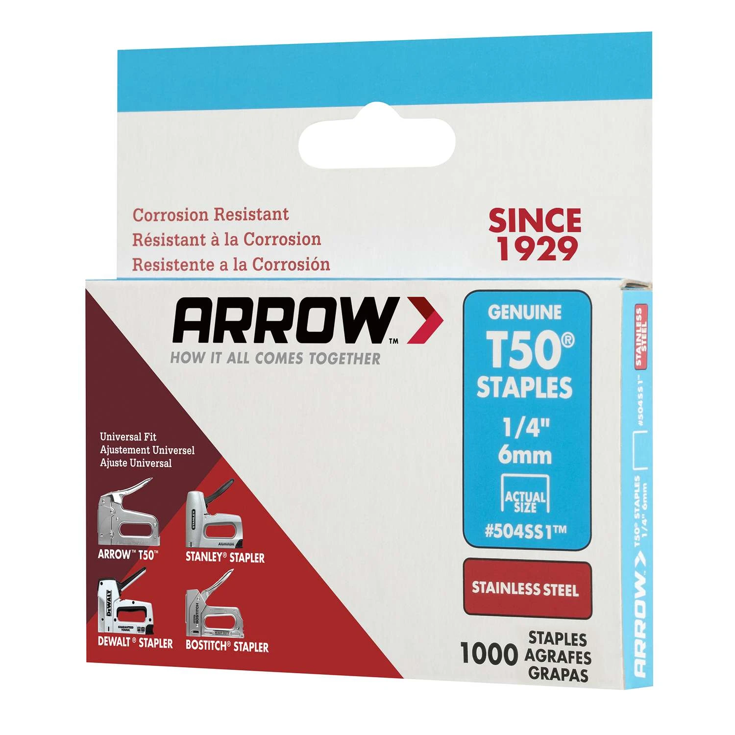 Arrow T50 3/8 In. W X 1/4 In. L 18 Ga. Flat Crown Heavy Duty Staples 1000 Pk 5 Arrow T50 3/8 In. W X 1/4 In. L 18 Ga. Flat Crown Heavy Duty Staples 1000 Pk - Image 5