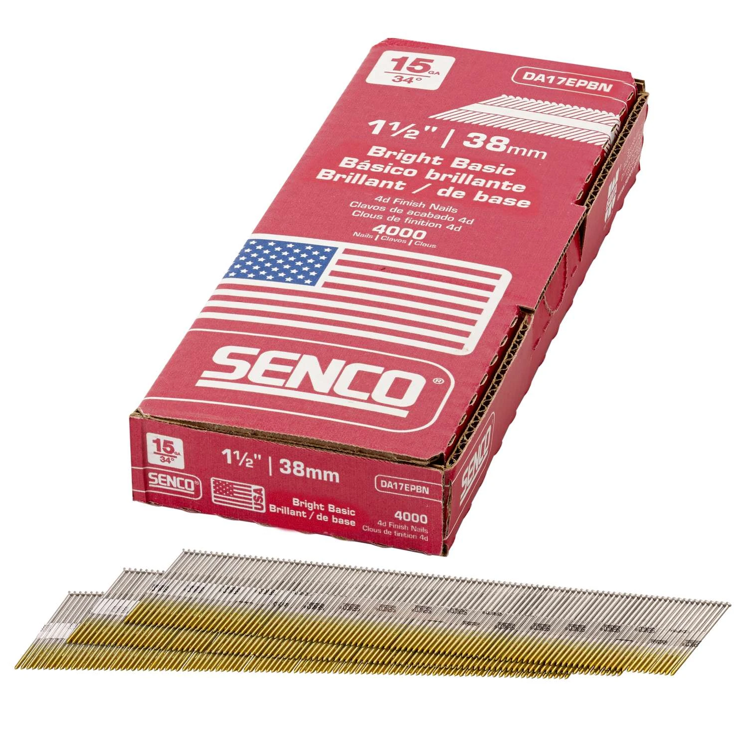 Senco 1-1/2 In. 15 Ga. Angled Strip Bright Finish Nails 34 Deg 4000 Pk 2 Senco 1-1/2 In. 15 Ga. Angled Strip Bright Finish Nails 34 Deg 4000 Pk - Image 2