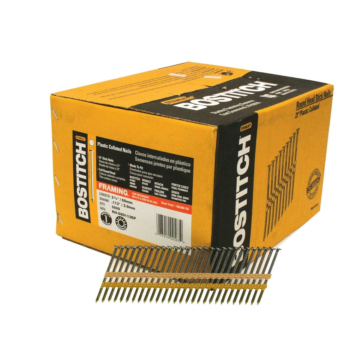 Bostitch 2-3/8 In. Angled Strip Coated Framing Nails 21 Deg 5,000 Pk 1 Bostitch 2-3/8 In. Angled Strip Coated Framing Nails 21 Deg 5,000 Pk