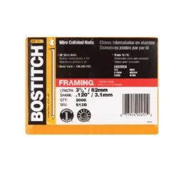Bostitch 3-1/4 In. Angled Strip Coated Stick Nails 28 Deg 2000 Pk